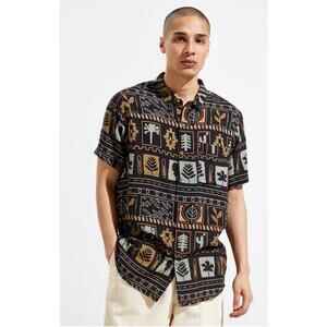 Rolla's Bon Geo Plant Short Sleeve Button Down Shirt Mens Large